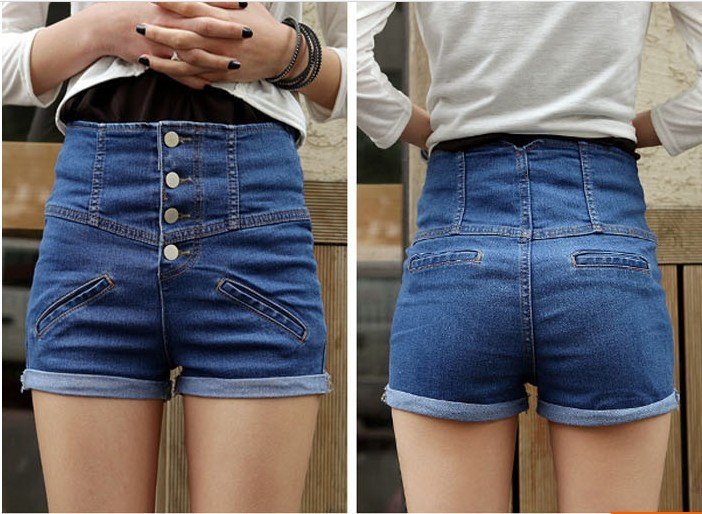 East Knitting LJ-096 Gril Slim Denim Vintage Cuffed High Waist Skinny Hot Shorts Jeans Pants Free Shipping Can Drop shipping