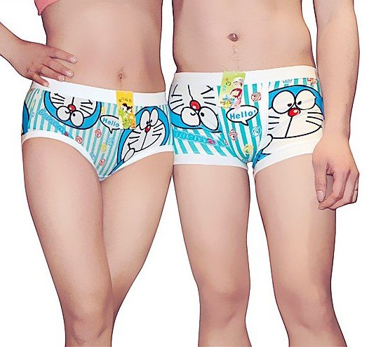 East Knitting NY-012 10pc/lot  2012 New lovers couples underwear cartoon Doraemon lovely Briefs swimsuit FREE SHIPPING Wholesale