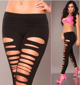 East Knitting Shipping Free Wholesale 5pc/lot AU-054 Women's FASHION Punk Women Sexy Front Hole Leggings/Tights Hot