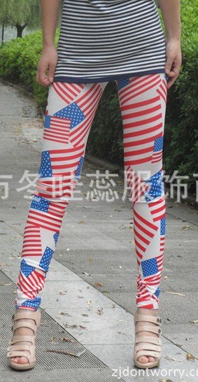 East Knitting Shipping Free Wholesale 5pc/lot AU-066 Women's Fashion USA Flag print Sexy LEGGINGS/Tights