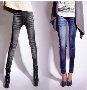 East Knitting Wholesale LJ-024 Sexy Black Women's Fashion False Jeans Skinny Seamless Leggings/Skinny Pants Free SHipping