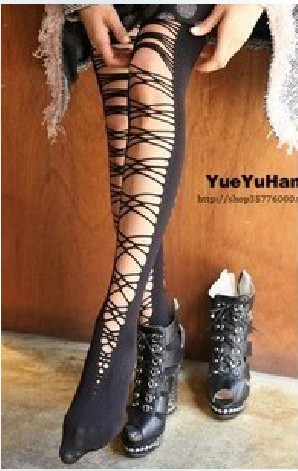 East Knitting WR-029 Women Scale Holes Sexy Punk Leather Look Skinny Pants Leggings Free Shipping