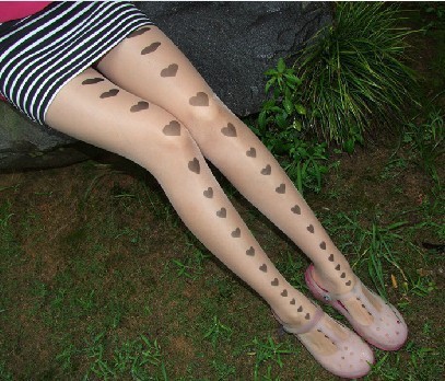 eastwe Knitting BEST SALE CQ-033 Fashion Women loving heart Tattoo Tights/pantynose leggings Free Shipping Wholesale 6pc/lot