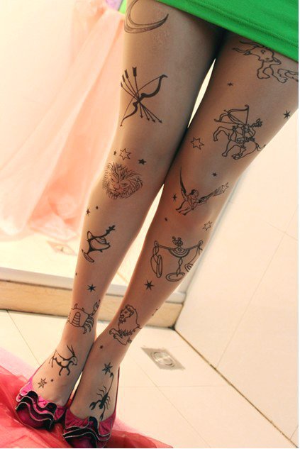 eastwe Knitting CQ-002 2013 Women Fashions Galaxy Star constellation Tattoo Tights 20D Free Shipping Wholesale 6pc/lot