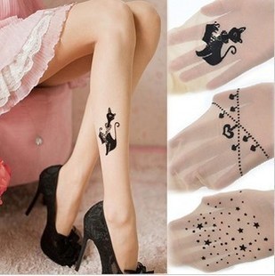 Eat Pray Love  Free Shipping, 2012 New Arrival Cat Tattoo Stocking, Tight Panty Hose, 4colors, 10pcs/lot