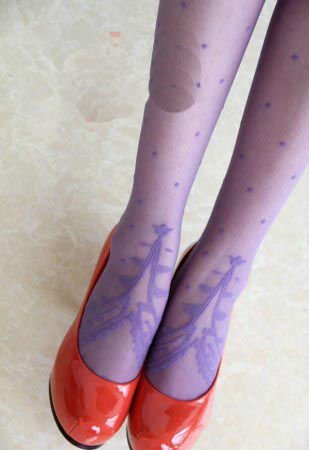 Eat Pray Love  Free Shipping, 2012 New Arrival Purple Dots Stockings, Tight Panty Hose, PH088