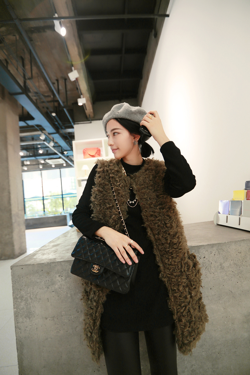 Eco-friendly fur fabric sheep fur vest three-color r08