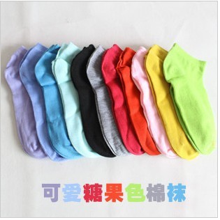 Economical and practical lovely comfortable candy solid colors containing cotton short socks Women's Socks      P2539