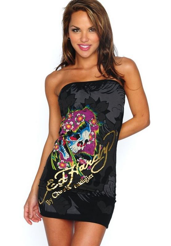 Ed hardy fashion skirt tube top edhardy slim phanero- figure one-piece dress print dresses