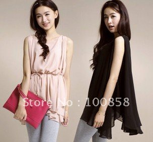 ee0206 Cute A Line Oversize Ladies Blouse, Casual Chiffon Shirt