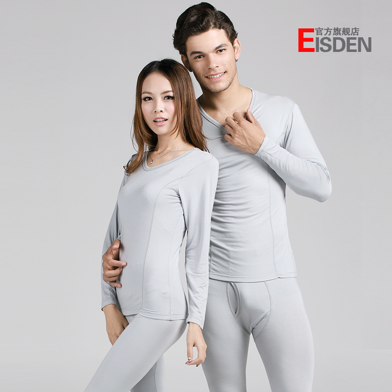 Eisden thermal underwear male underwear modal V-neck thin long johns long johns thermal set