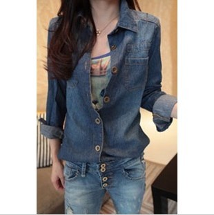 ELAND 92n star rivet denim shirt ,Free Shipping