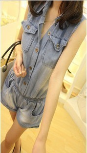 ELAND t 3m casual double pocket water wash denim one piece shorts