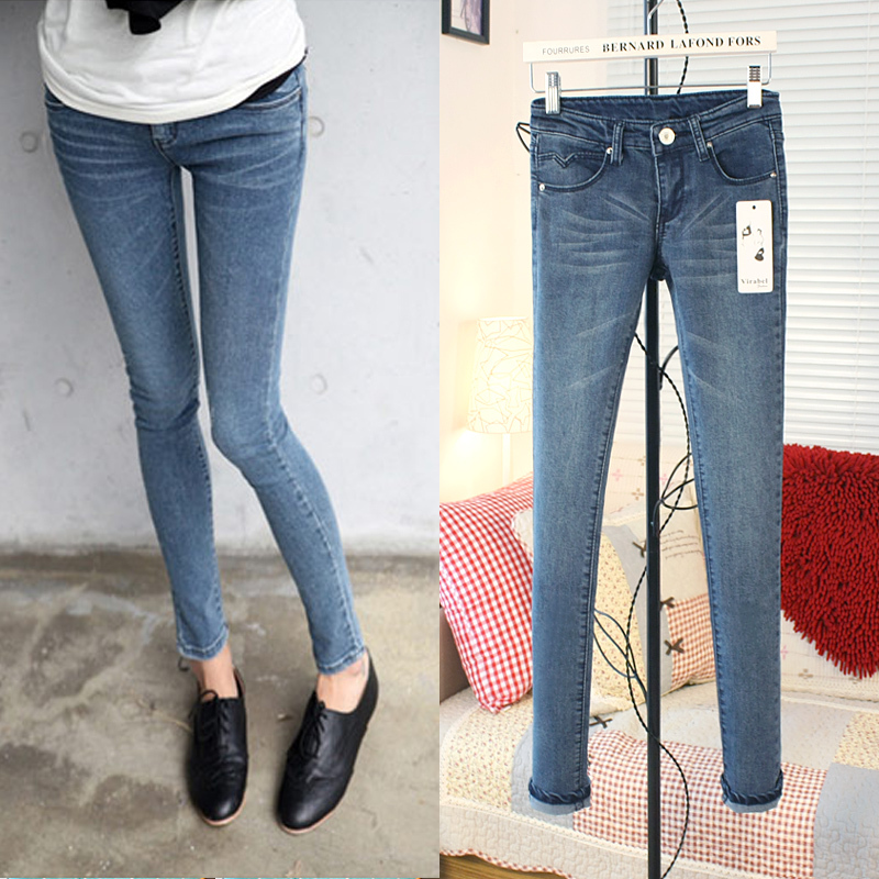 Elastic jeans close-fitting pencil pants female skinny pants 1253