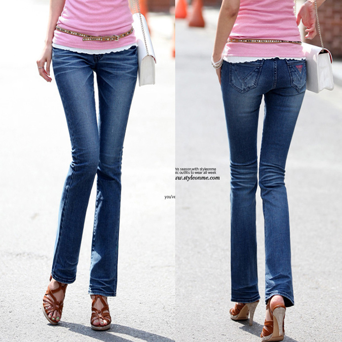 Elastic jeans horn trousers 8771 free shipping