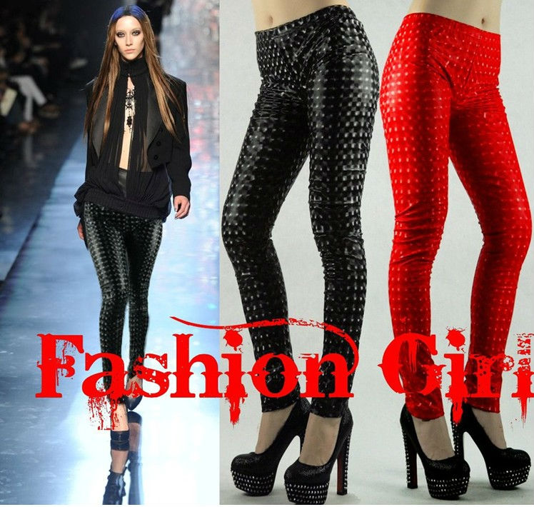 Elastic PU patent leather women's leggings pantyhose tights stage performance tights slimming pants clothing s8124