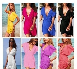 Elastic silk viscose beachwear beach dress bikini outside shirt one-piece dress 12 - 11