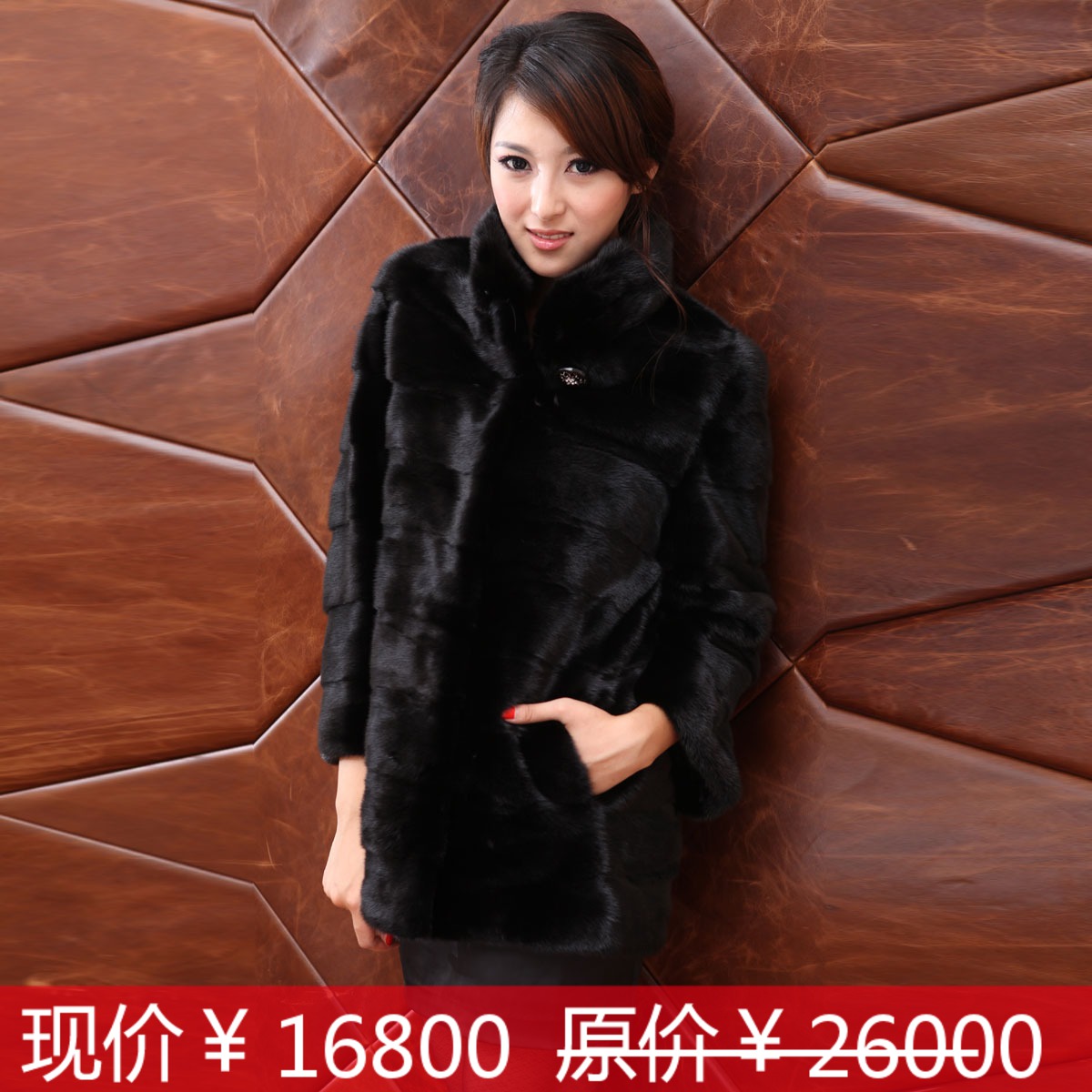 Elegant 2012 winter mink fur black short design slim fur coat