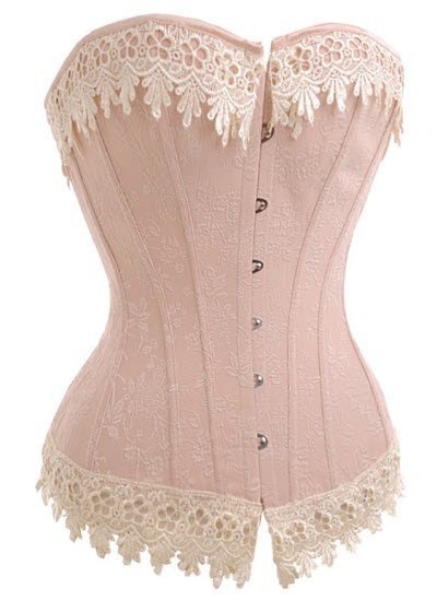 Elegant beige lace up boned lace Trim Corset Bustier Basque lingerie underwear dropship S-2XL