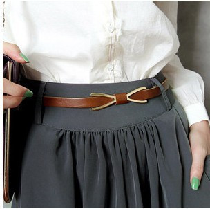 Elegant bow metal buckle all-match faux leather downfield women's thin belt