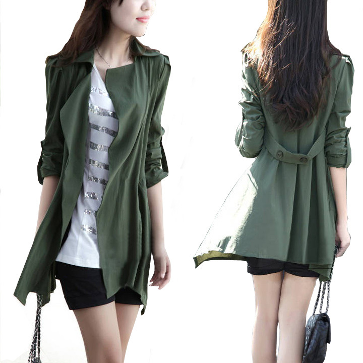 Elegant casual medium-long trench outerwear 12100 free shipping