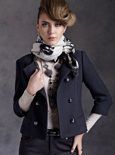 Elegant double breasted short design woolen outerwear 071812402