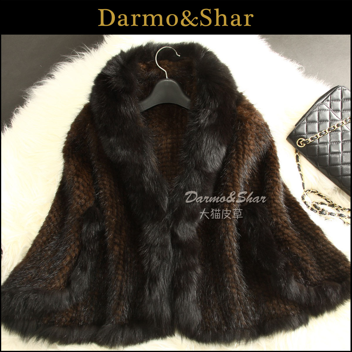 elegant fox fur mink hair knitted fur small cape -2013