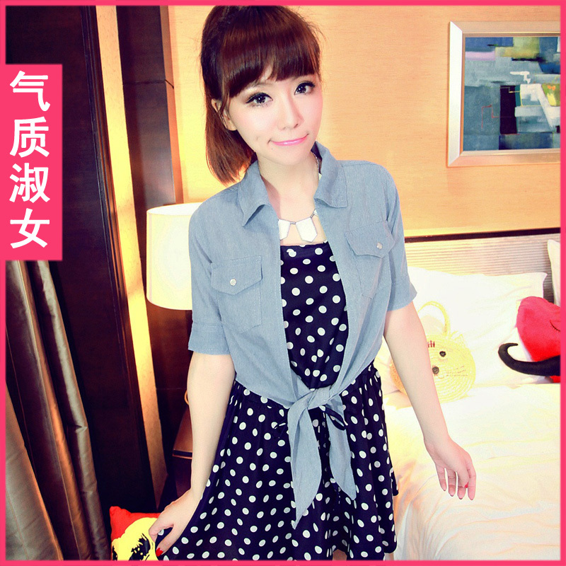 Elegant gentlewomen 2013 women's spring outerwear product high waist denim outerwear female c836