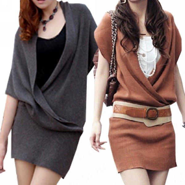 Elegant Lady Suit Collar Knitwear Sweater Vest Smocks Tops Blouse Dress Casual e09051