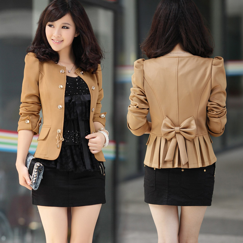 Elegant Lady Suit Formal Business Women Jackets Coat  new arrival fashion short   spring and autumn slim o-neck coat