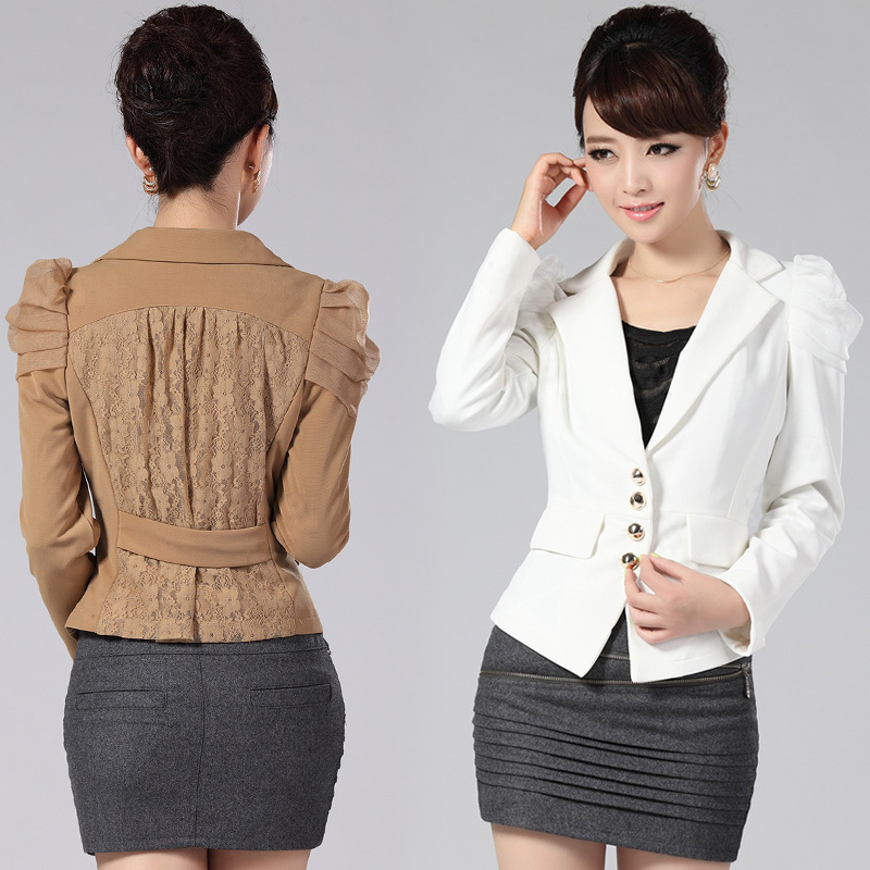 Elegant Lady Suit Formal Business Women Jackets Coat   spring fashion short  female spring and autumn lace cutout short design