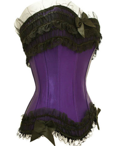 Elegant purple lace up boned corset busiter underwear costume showgirl  dropship S-XXL