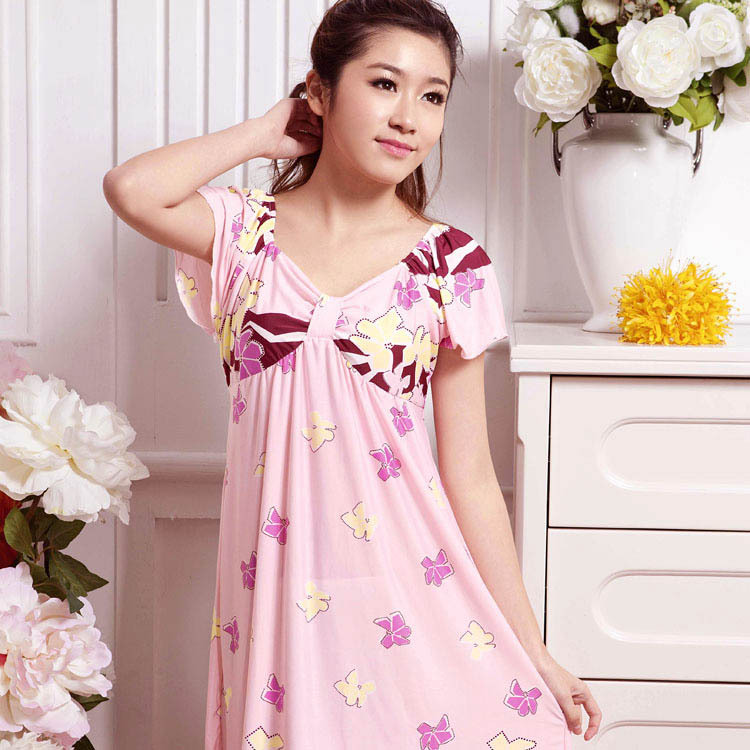 Elegant , startlingly cool viscose nightgown milk leugth silk sleepwear 0821 Drop/Free Shipping