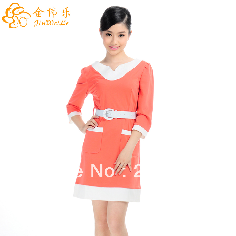 Elegant tunic orange salon beautician uniform