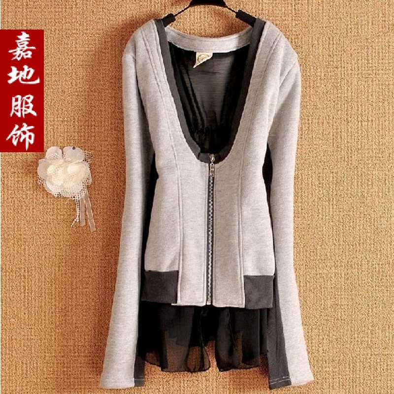 Elegant women's 2012 long-sleeve chiffon sweep outerwear chiffon patchwork gentlewomen outerwear