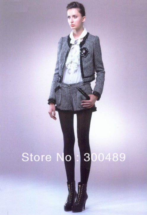 Elegant women wool set with flower women office ware business set fashion suit Shorts + suits