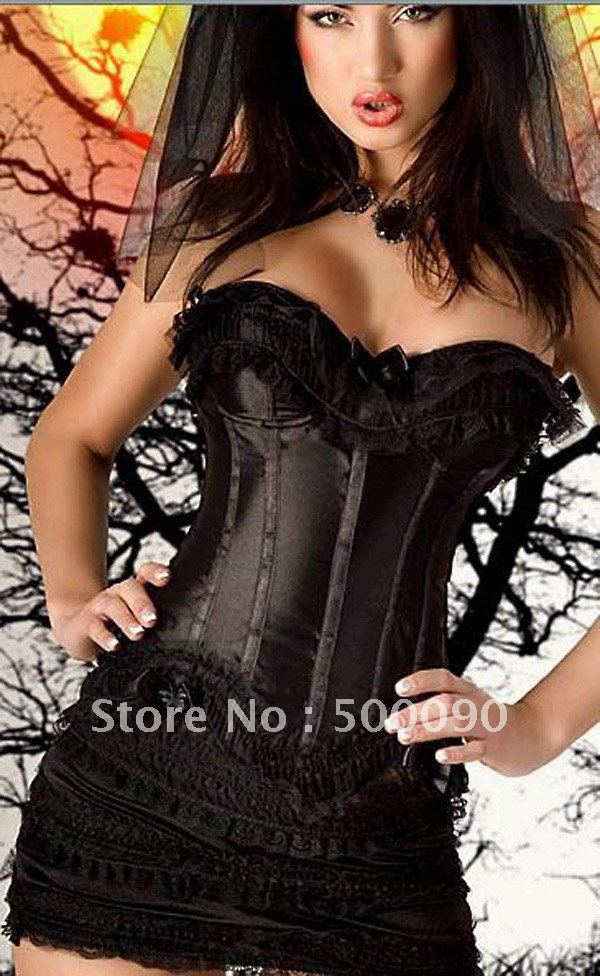 elegent corset Y5225 chapper bustier in satin + skirt  ( size s-2xl )   lot (5 pcs)