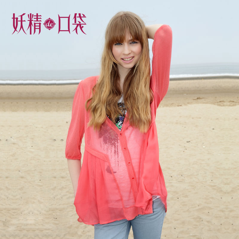 ELF SACK slim ultra-thin air conditioning shirt sun protection shirt half sleeve cardigan