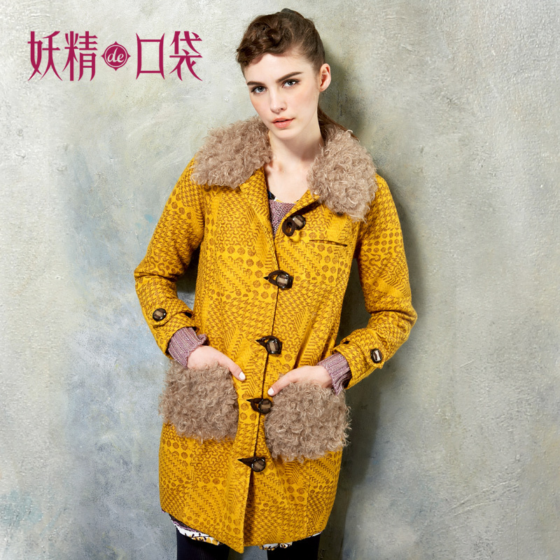 ELF SACK winter plush jacquard vintage wool overcoat