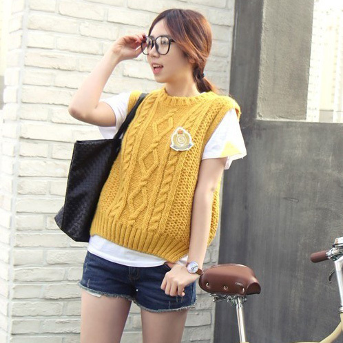 Elisa 2012 autumn flower sweater sleeveless sweater pullover vest outerwear female