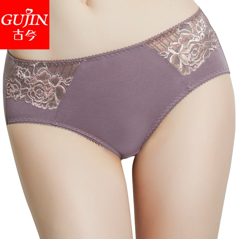 Embalmed elastic laciness ammonia cotton slim hip mid waist briefs brief sexy panties 1b698