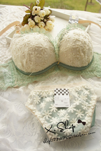 Embroidery bra set flower lace quality lingerie push up women's luxury bra