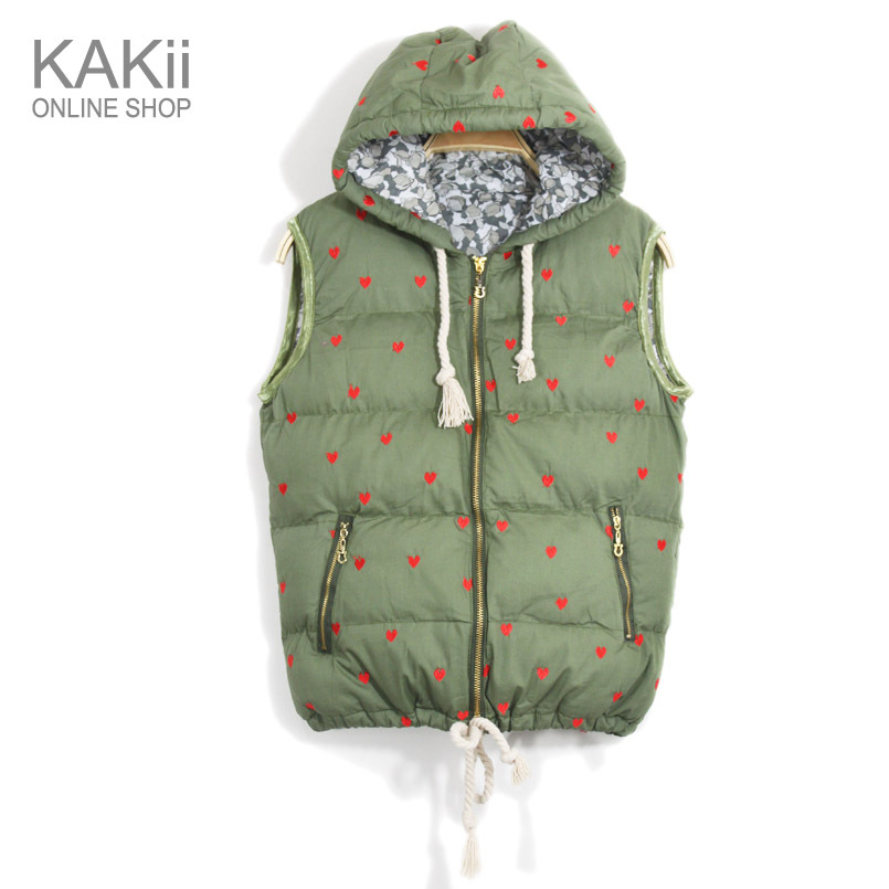 Embroidery love vest thermal full cotton vest autumn and winter hooded cotton-padded jacket vest women's