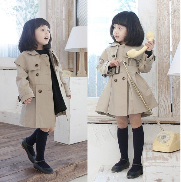 EMS/DHL free ship baby gir kid child wind coat jacket outwear maternity Mac with belt Detail Korea style