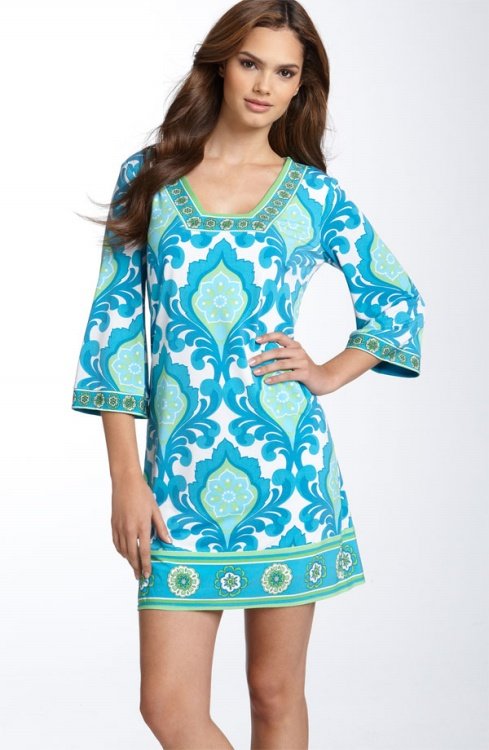 EMS/DHL Free Shipping Fashion 2012 Women Jersey Print Day Dress perfect printed 3/4 sleeve day dress