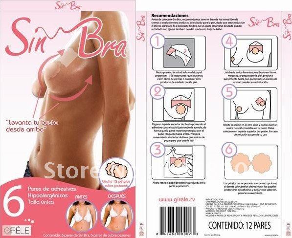 EMS/DHL Free Shipping LIFT Bra/ Invisible Bra/Adhesive Bra/Bring It Up/Sin Bra, 100packs/lot (one pack=6pairs)