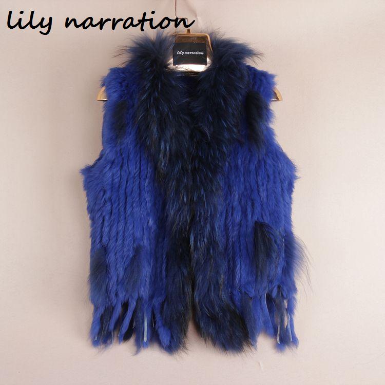 EMS FREE Knit rabbit fur vest with finnraccoon fur collar mixed order