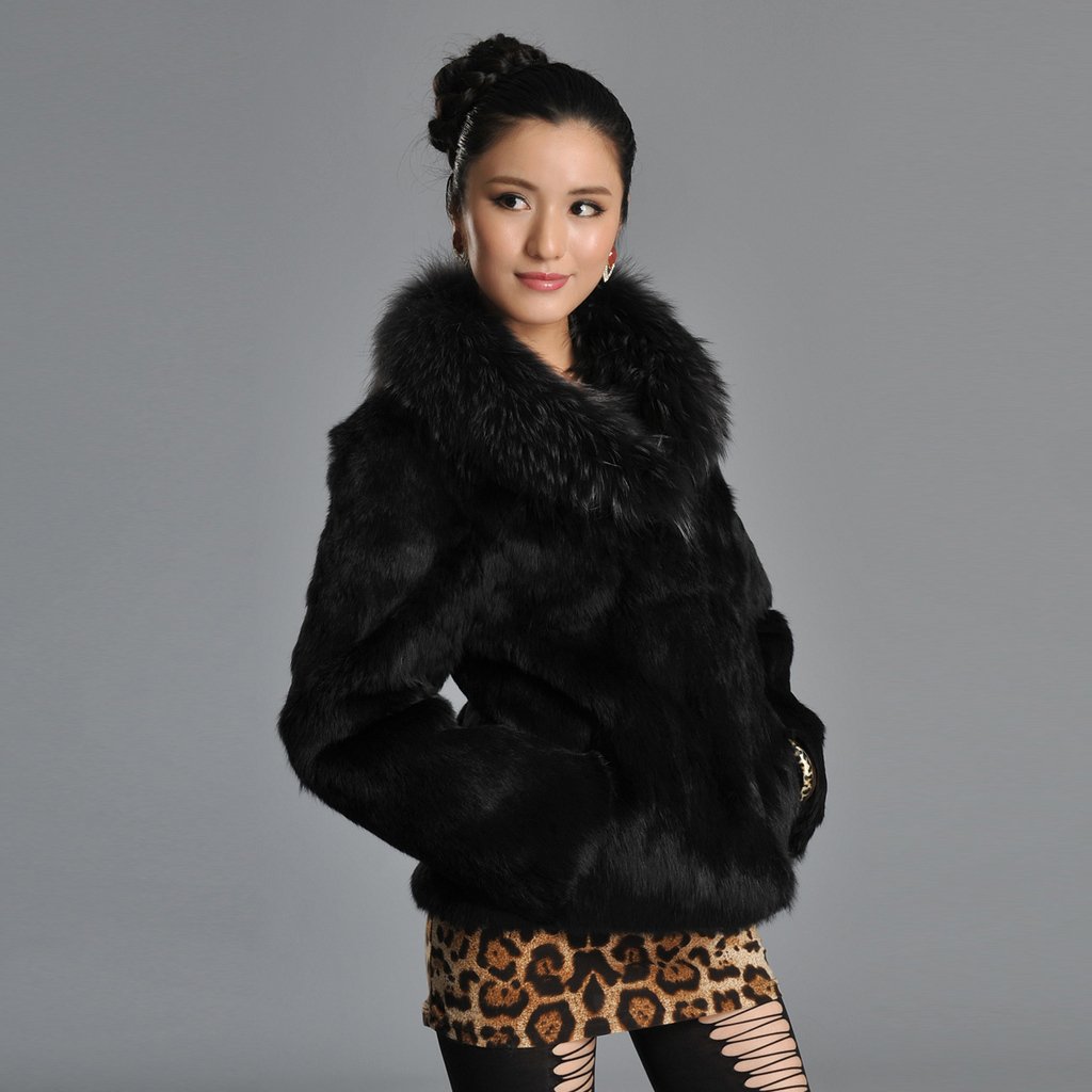 EMS free shiping, Cikk fur fashion rabbit fur women outerwear raccoon fur overcoat