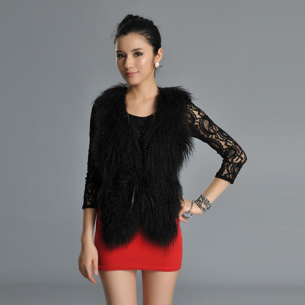 EMS free shiping, Cikk fur female outerwear short design beach wool sheepskin vest women's vest