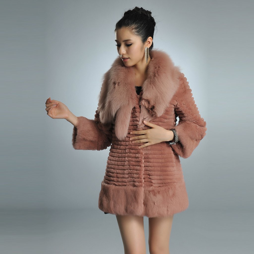 EMS free shiping, Cikk fur fox fur casual women's rabbit fur long design women's outerwear